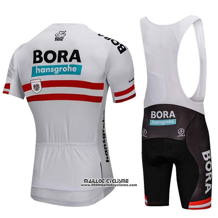 2018 Maillot Ciclismo Bora Champion L'autriche Blanc Manches Courtes et Cuissard